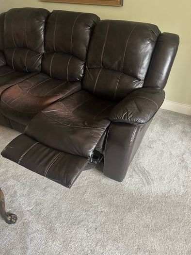 3 seater dark brown leather couch