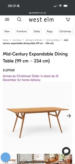 West Elm extendable dining table - mid-century