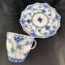 Vintage Royal Copenhagen Blue Fluted Full Lace Demitasse Cup and Saucer Image 6