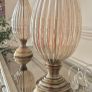 Pair of glass table lamps with teal shades Image 4