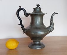 Antique rare large pewter teapot by Dixon & Son sold by W. & J. Edmundson & Co.  35 Capel st. Dublin  circa 1830