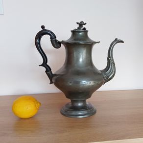 Antique rare large pewter teapot by Dixon & Son sold by W. & J. Edmundson & Co.  35 Capel st. Dublin  circa 1830