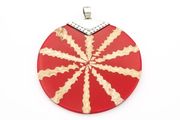 925 Silver Red Sunburst Statement Shell Pendant