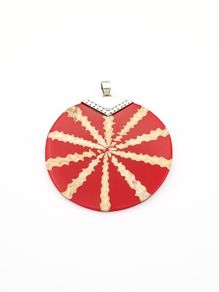 925 Silver Red Sunburst Statement Shell Pendant