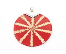 925 Silver Red Sunburst Statement Shell Pendant