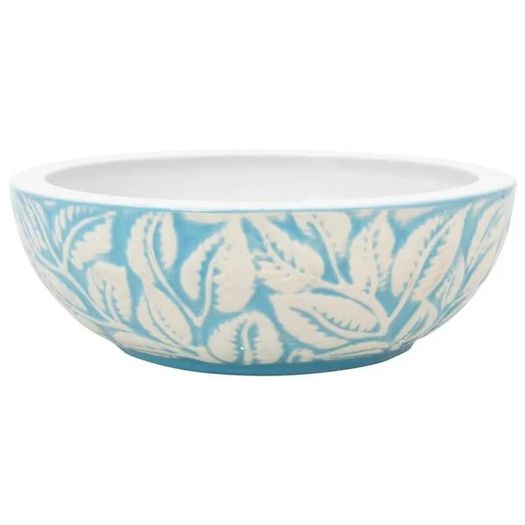 Countertop Basin White and Blue Round 41x14 cm Ceramic