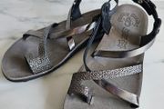 Super comfortable anti-slip Greek Fantasy Sandals leather flip flops S400 Mara Grey Splash new &amp; boxed RRP 65 euro size UK 3.5 36 EU
