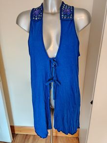 Royal blue long line cover up vest size UK16 EU44 Postage included