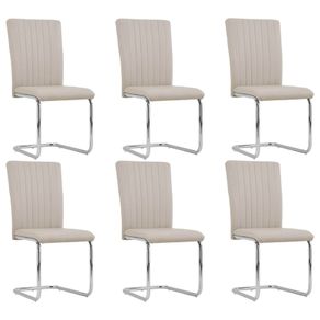 Cantilever Dining Chairs 6 pcs Cappuccino Faux Leather