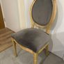Louis-Style Oval Back Dining Chair, Grey Upholstery, Raw Wood Image 3
