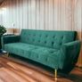 Luxury Velvet Sofa Bed with Golden Legs green Image 2
