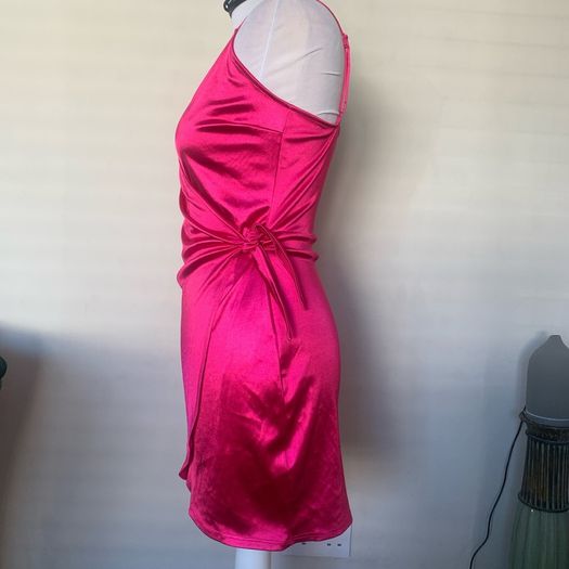 Pink satin mini dress. Size S