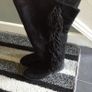 Beautiful Black Fringed Knee High Boots (Size 4) Image 5