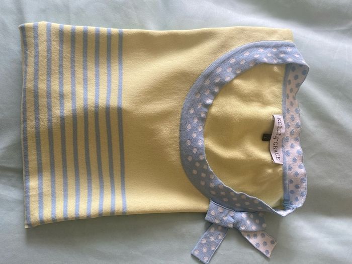 Yellow/Blue Striped/Polka Dot Top