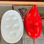 Vintage 1980s Red and White Glossy Egg Storage Hen Shaped Italy Image 5