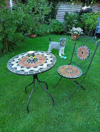 Mosaic Bistro Garden Table + Garden Clock