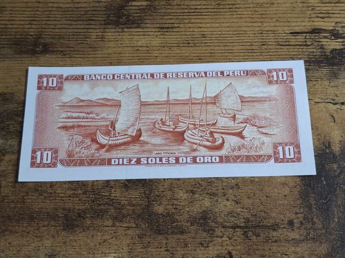 Peru, 10 Soles 1975 banknote, uncirculated UNC - free standard postage