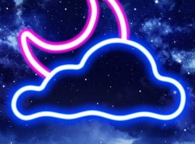 Cloud and Moon Led Neon Light USB/Battery Powered 10.6 inch x 7.8 inch