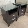 Walnut  bedside lockers x 2 Image 2