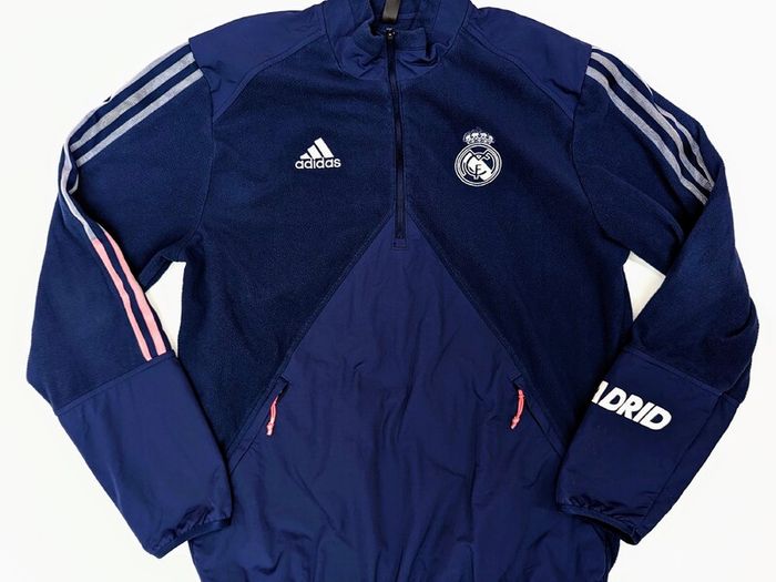 FREE POST Real Madrid adidas Football Sweatshirt 2020 / 21 (M) [Very Good] Half Zip Jumper