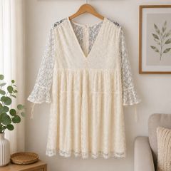 dress Bnwt cream lace mini dress grace & mila size small 10