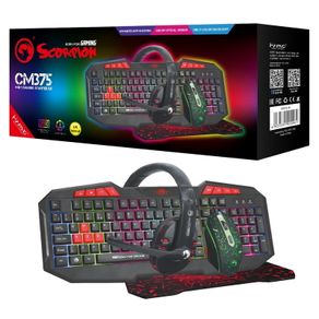 Gaming Mouse, Mouse Pad, Headset, and Keyboard Pack Marvo Scorpion CM375.