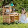 Mud Kitchen for Kids, Wooden Play Kitchen Outdoor with Real Faucet, Removable Sink, Kettle, Planting Cup, Oven, Chalkboard, Kids Garden Toy Kitchen, Gifts Toys for Boys Girls Age 3+ Image 8