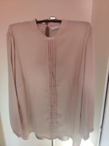 Himmelblau by Lola Paltinger beige long sleeve detailed blouse size UK22 EU50 Postage included