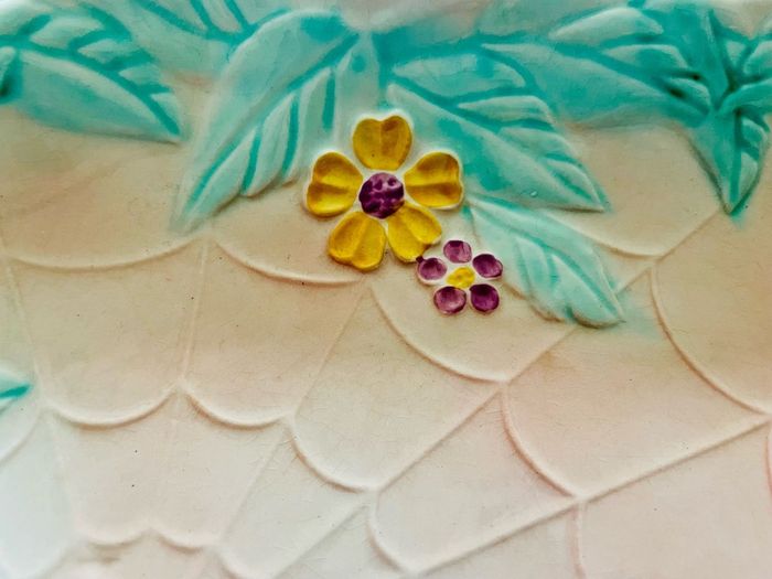 Vintage Avonware Floral Serving Dish; English; Pastel Majolica Style; 32cm