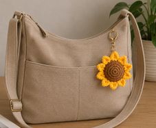 sunflower crocheted keychain
