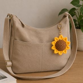 sunflower crocheted keychain