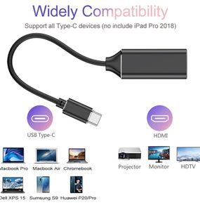 USB C to HDMI Adapter 4K for Mac OS, Type-C to HDMI Adapter [Thunderbolt 3], Compatible with MacBook Pro 2019/2018/2017, MacBook Air, Galaxy, Dell XPS, Pixelbook, Microsoft and More