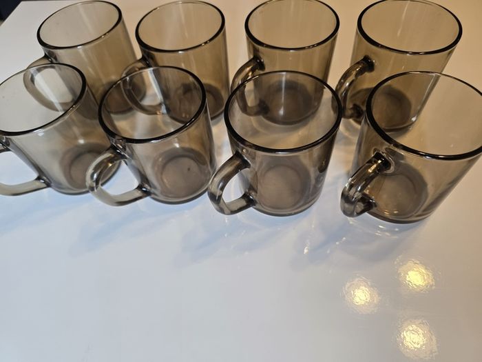 Set of 8 Black Glass Cups