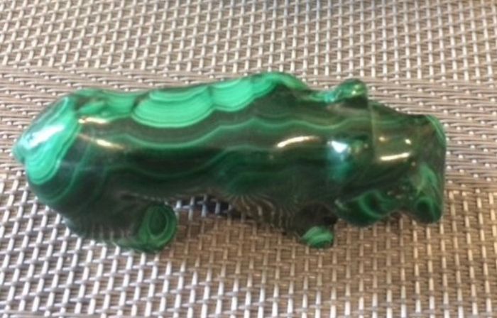 Hand Carved Malachite Hippo