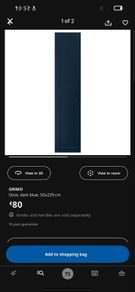 2x Pax Wardrobe Doors Grimo Dark Blue
