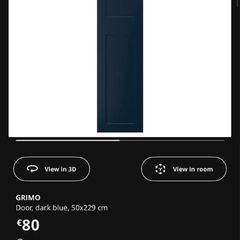 2x Pax Wardrobe Doors Grimo Dark Blue