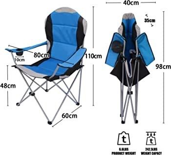 Camping Chair, Padded Camping Chairs for Adults with Armrests and Cup Holder, Heavy Duty Folding Chair Portable for Fishing Beach, Perfect for Caravan Trips, BBQs, Garden, Picnic, Travelling (FREE SHIPPING)