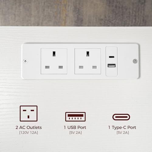 Beside Table with Charging Station, Side Table with Storage, Bedside Cabinet
