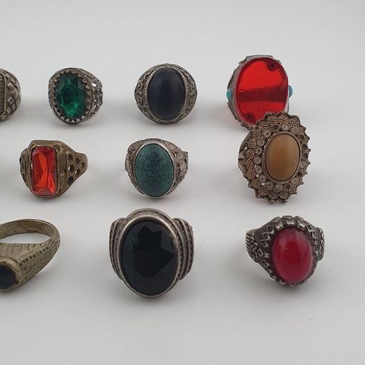Ancient Inspired Brass Rings Set of 15 Collectible Jewellery Pieces