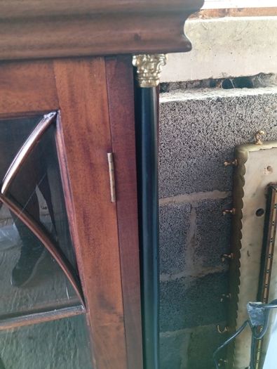 Vintage mahogany display cabinet with key