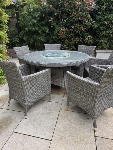 Grey Rattan Outdoor Dining Set