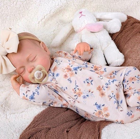 Reborn Dolls 17 Inch Soft Body Lifelike-Newborn Baby Dolls Sleeping Girl Dolls with Clothes and Toy Accessories Gift for Kids Age 3+, Yellow Floral