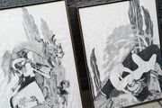 2 x Framed Black &amp; White Drawings