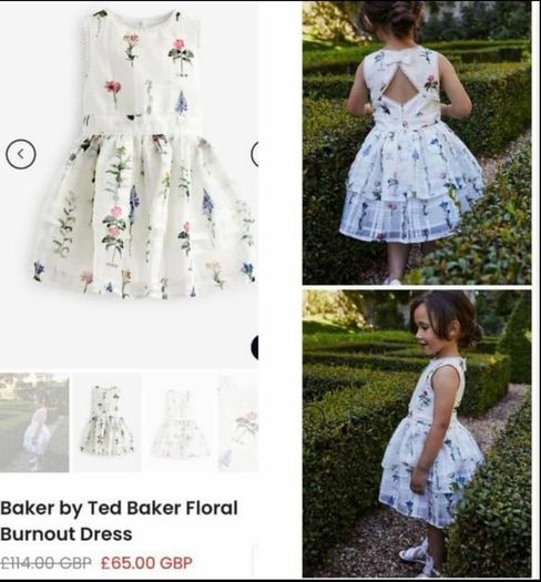 Ted baker designer girls dress flower girl cute floral wedding