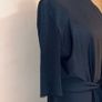 Zara black round neck midi belted dress with contrast knit sleeves, size L- UK 12 Image 9