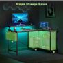 L Shaped Gaming Desk with LED Lights, 100 x 70 cm Computer Desk with Power Outlet Image 3