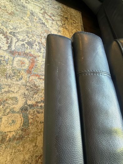 L shape navy leather couch