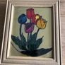 Framed Glass Painting of Tulips Image 2