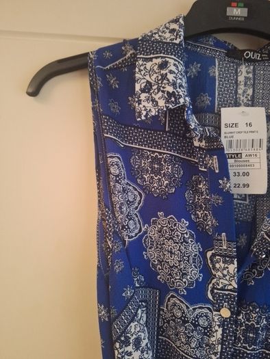 Blue and white tile print tunic