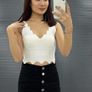 White, knitted top with a V-neckline Image 3